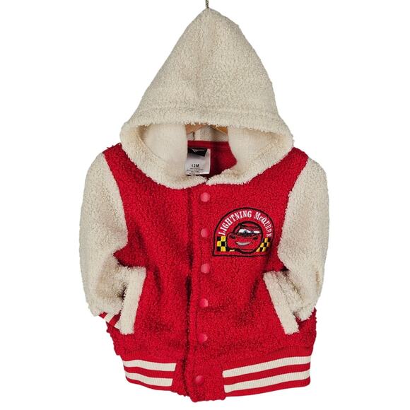 DISNEY PIXAR HYBRID APPAREL LIGHNING MCQUEEN BUTTON-UP HOODIE SWEATER SIZE 12M - Picture 1 of 10